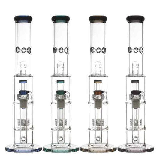 Akoya Glass - 5mm Double Crystal Percolator Bong Tower