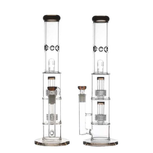 Akoya Glass - 5mm Double Crystal Percolator Bong Tower