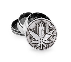 FIRE-FLOW™ Metal Grinder Silver „Geometrical Leaf“
