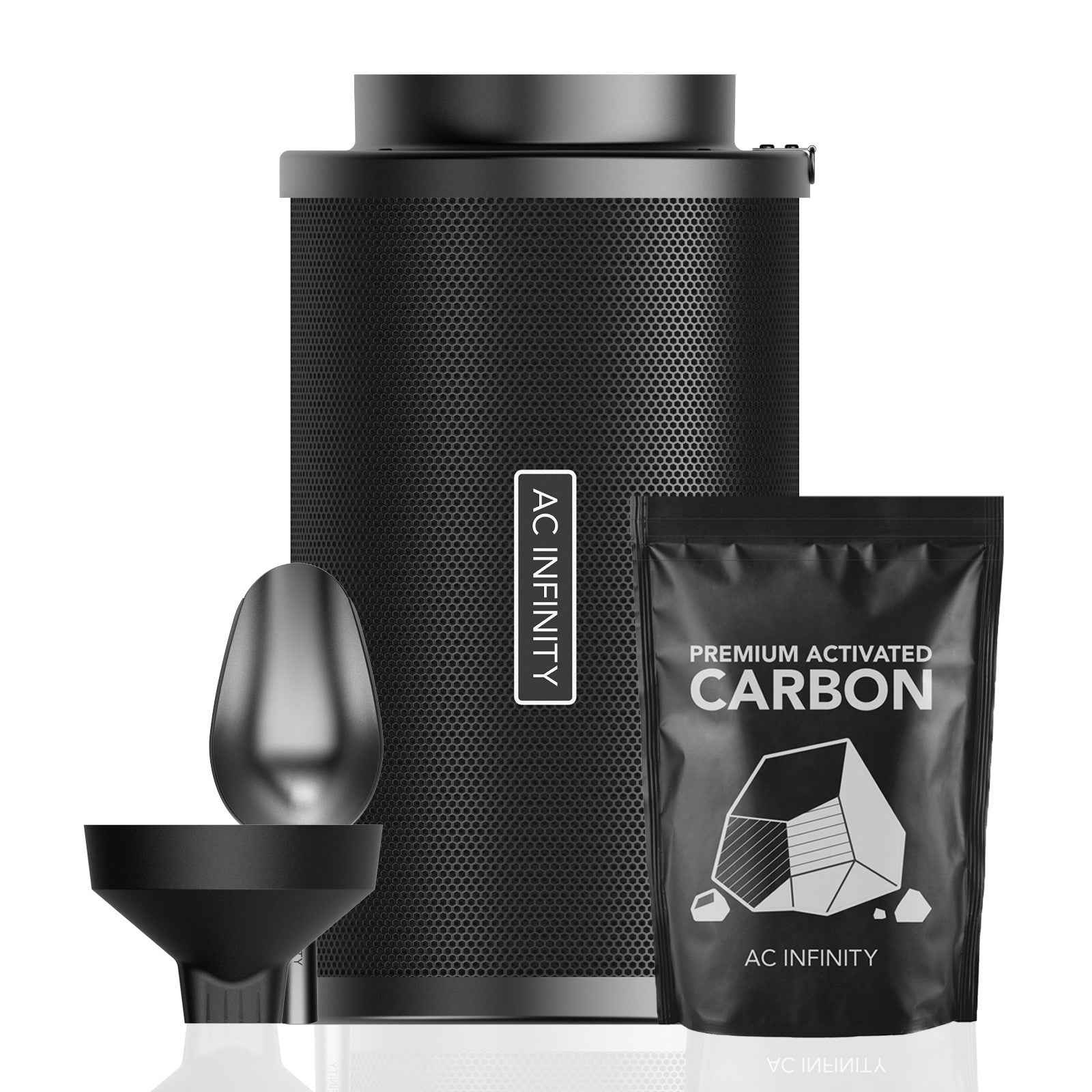 AC Infinity Nachfüllbares Aktivkohlefilter-Set 200 mm mit Aktivkohle-Nachfüllpackung